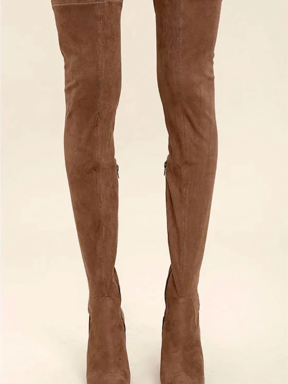 MIA Emelia Mocha Brown Suede Thigh High Over-the-Knee Zipper Heeled Boots